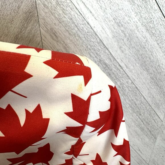 Suslo Blazer Canada Maple Leaf Print Mens Medium 40 Slim Fit Red White Canadian - Picture 9 of 9